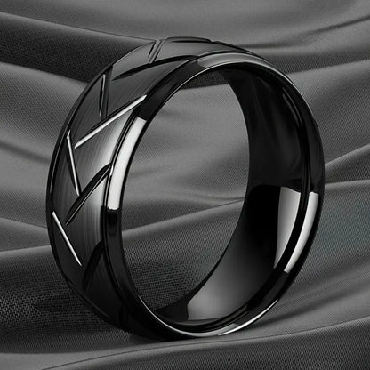 Black Stainless Steel Groove Ring