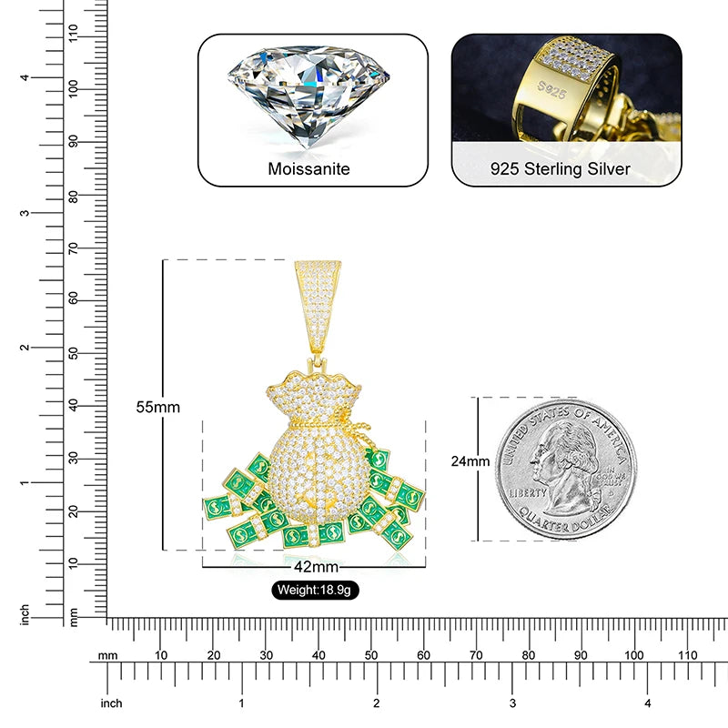 Dollar Money Bag Pendant Necklaces