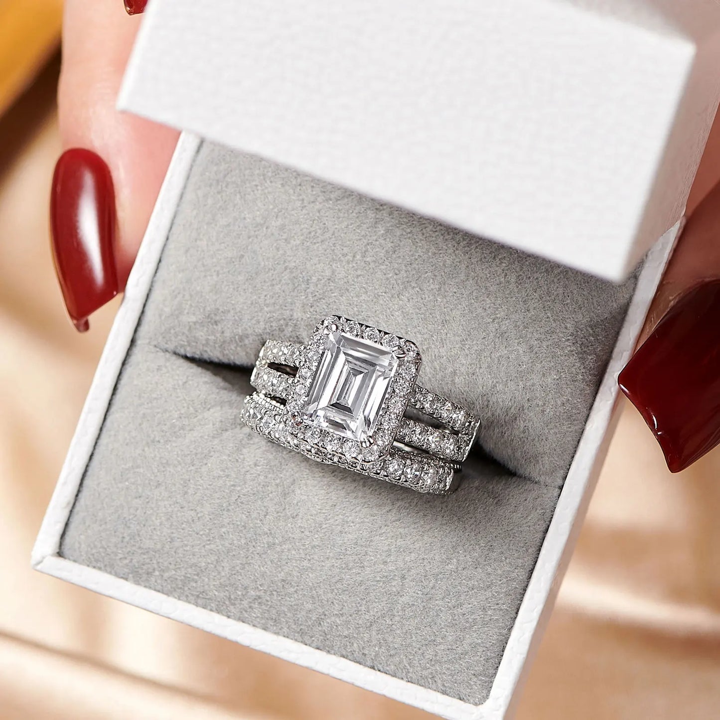 Sterling Silver Wedding Engagement Rings