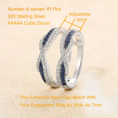 925 Sterling Silver Black Blue White 5A Grade Cubic Zircon Ring