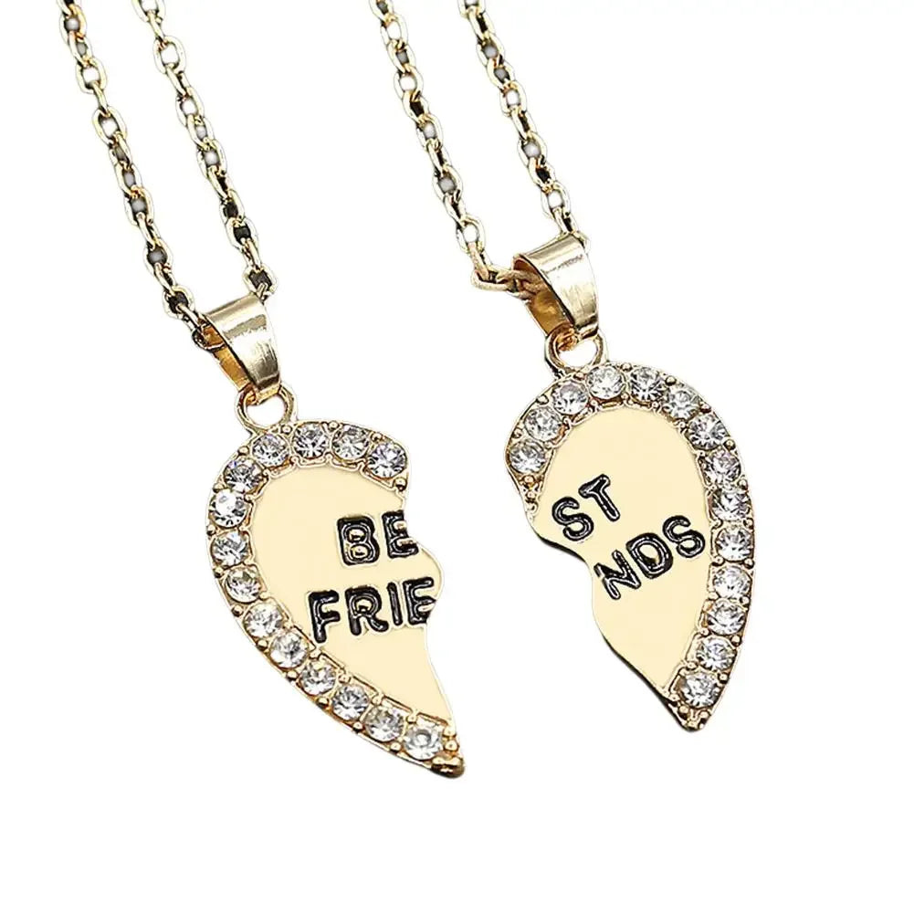 2 Pcs Heart Shape Pendant Best Friends  Necklaces
