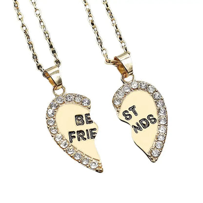 2 Pcs Heart Shape Pendant Best Friends  Necklaces