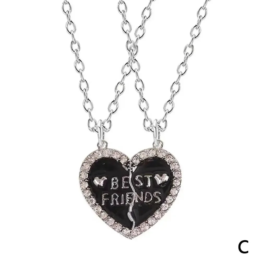 2 Pcs Heart Shape Pendant Best Friends  Necklaces