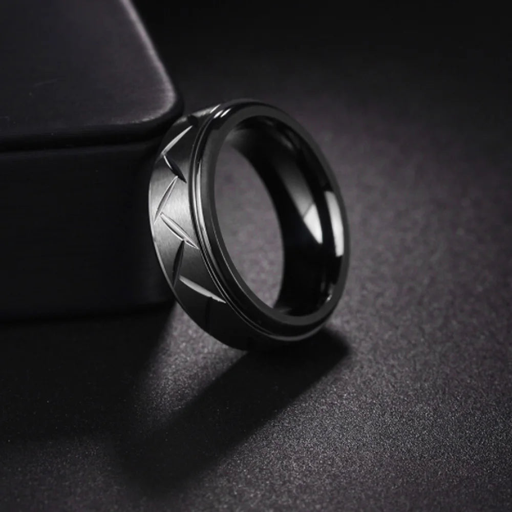 Black Stainless Steel Groove Ring