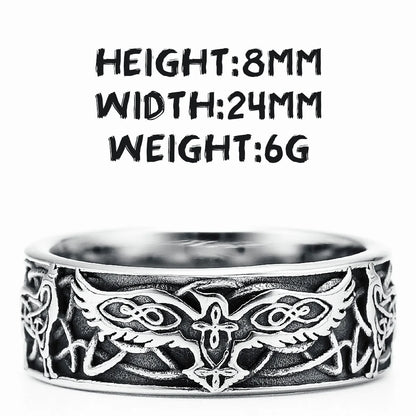 Phoenix Totem Ring Stainless Steel description of Hight, width, and weight 