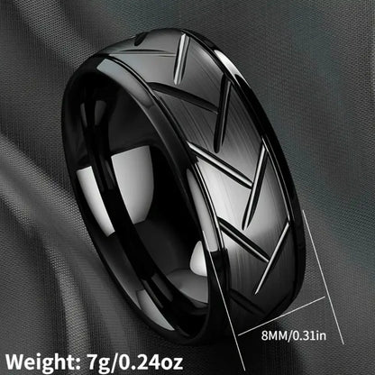 Black Stainless Steel Groove Ring