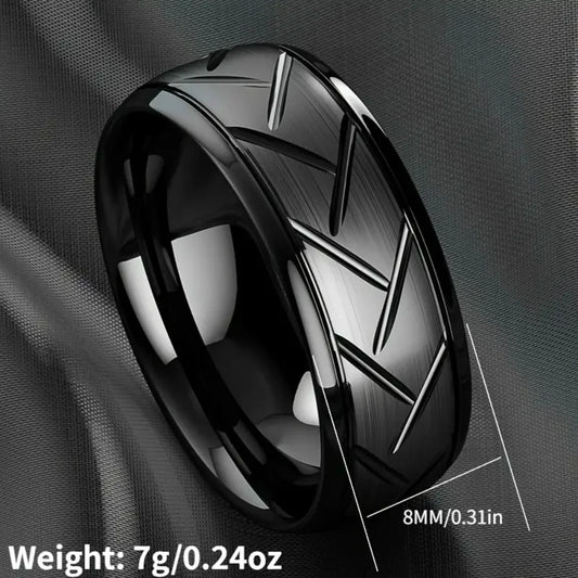 Black Stainless Steel Groove Ring
