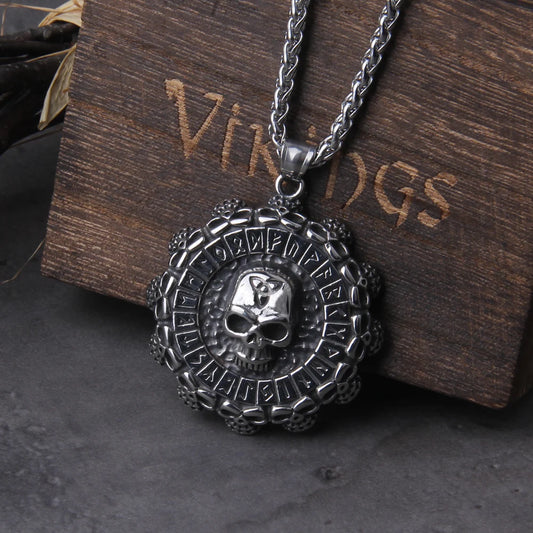 Valknut skull Viking Axe Warrior Stainless Steel Pendant Chain