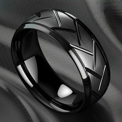 Black Stainless Steel Groove Ring