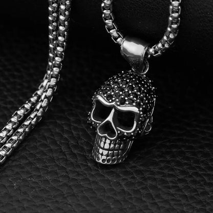 Skull With Black Stone Pendant
