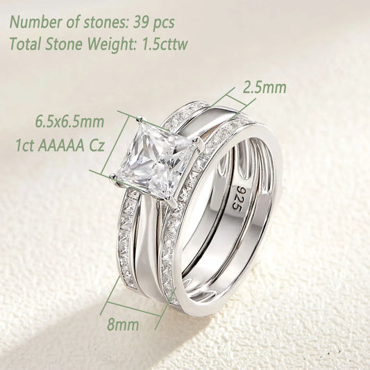 Solid 925 Sterling Silver Wedding Rings