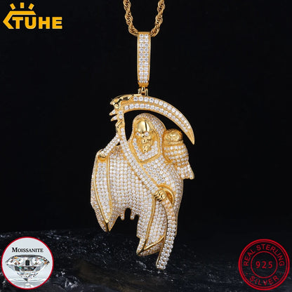 Moissanite Iced Out Reaper Pendant