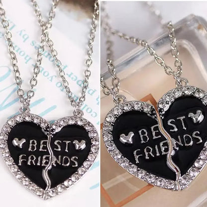 2 Pcs Heart Shape Pendant Best Friends  Necklaces