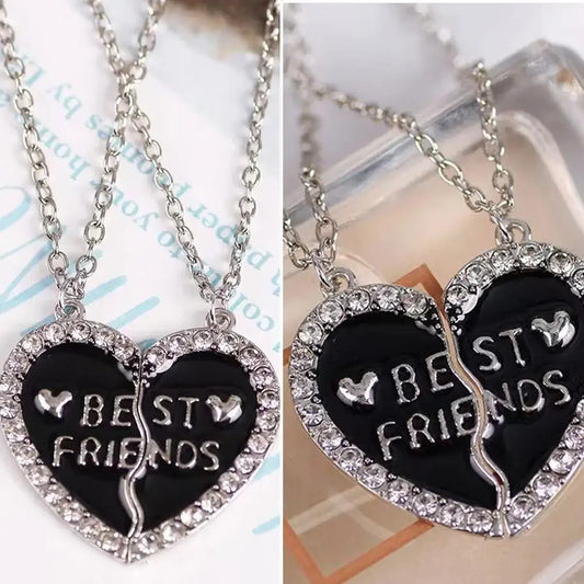 2 Pcs Heart Shape Pendant Best Friends  Necklaces