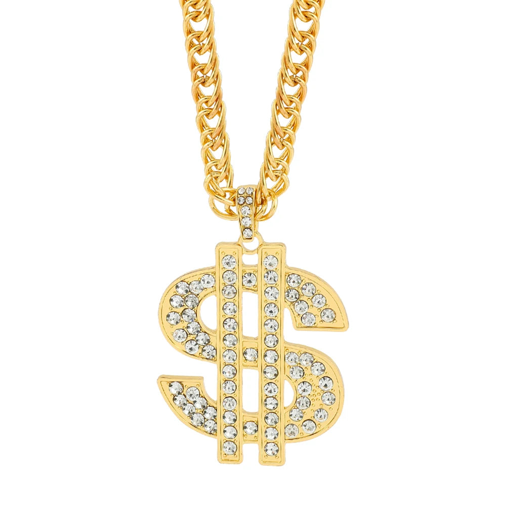 Gold Color US Dollar Pendant Necklace