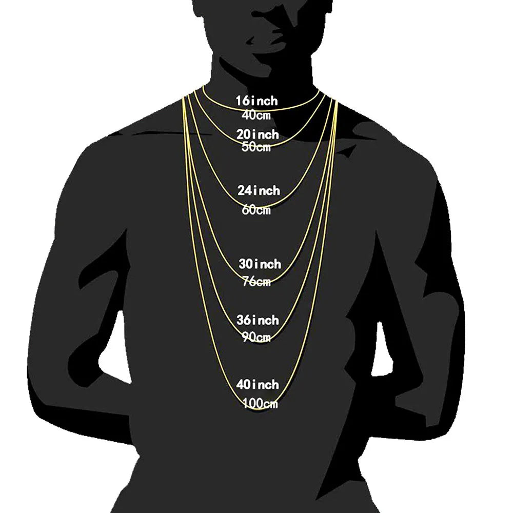 Sizing chart description for chain length 