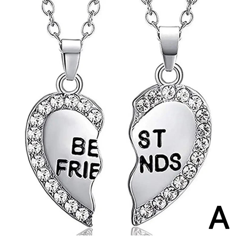 2 Pcs Heart Shape Pendant Best Friends  Necklaces