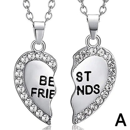 2 Pcs Heart Shape Pendant Best Friends  Necklaces