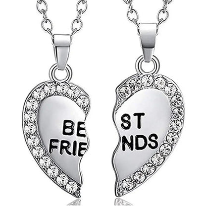2 Pcs Heart Shape Pendant Best Friends  Necklaces