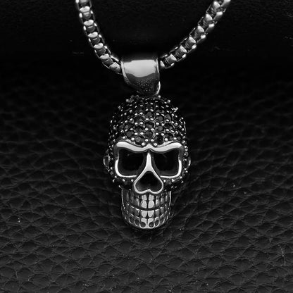 Skull With Black Stone Pendant