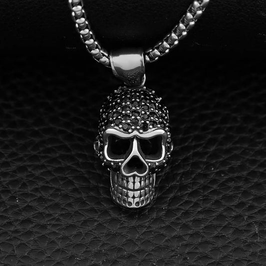 Skull With Black Stone Pendant