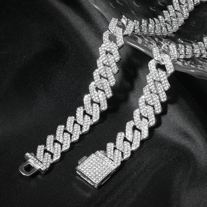 3-piece Cuban Chain Watch Set