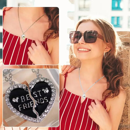2 Pcs Heart Shape Pendant Best Friends  Necklaces