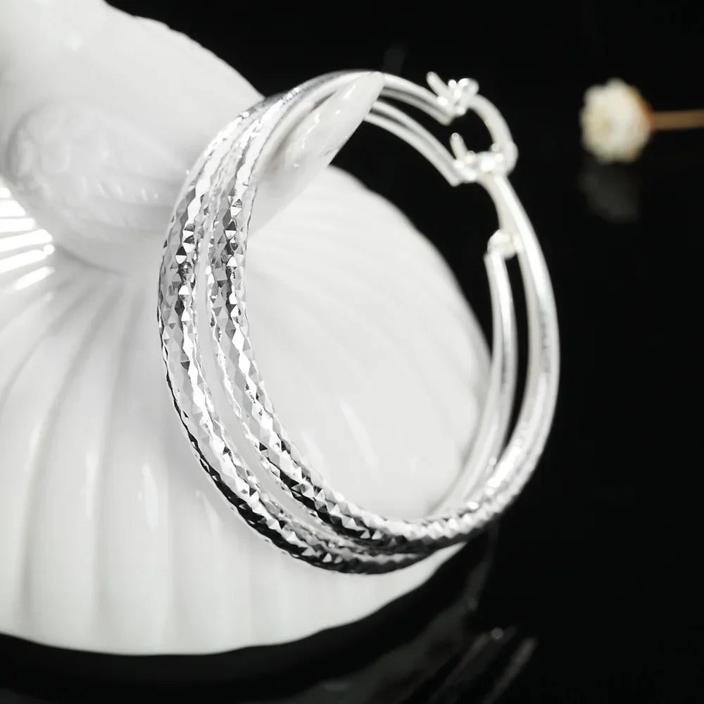 Sterling Silver 5CM Circle Hoop Earrings