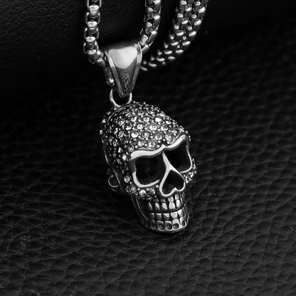 Skull With Black Stone Pendant