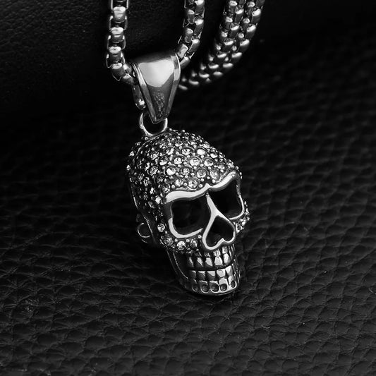 Skull With Black Stone Pendant