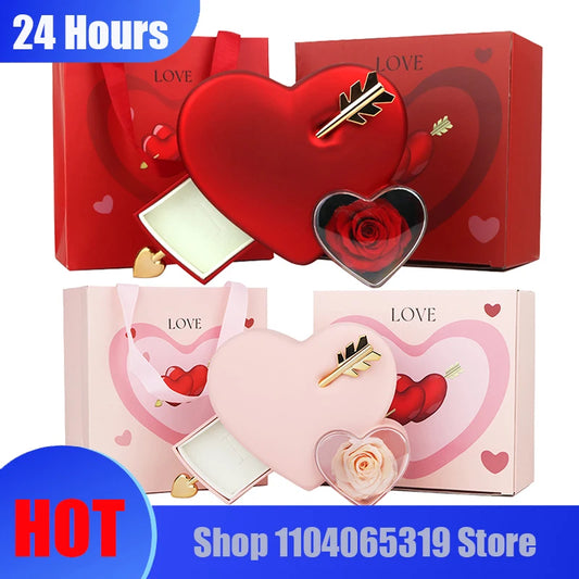 One Arrow Two Hearts Eternal Rose Jewelry Box