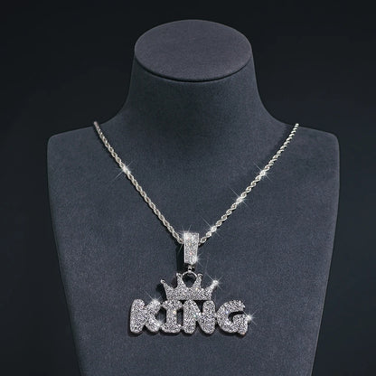 King Pendant with chain silver on mannequin 