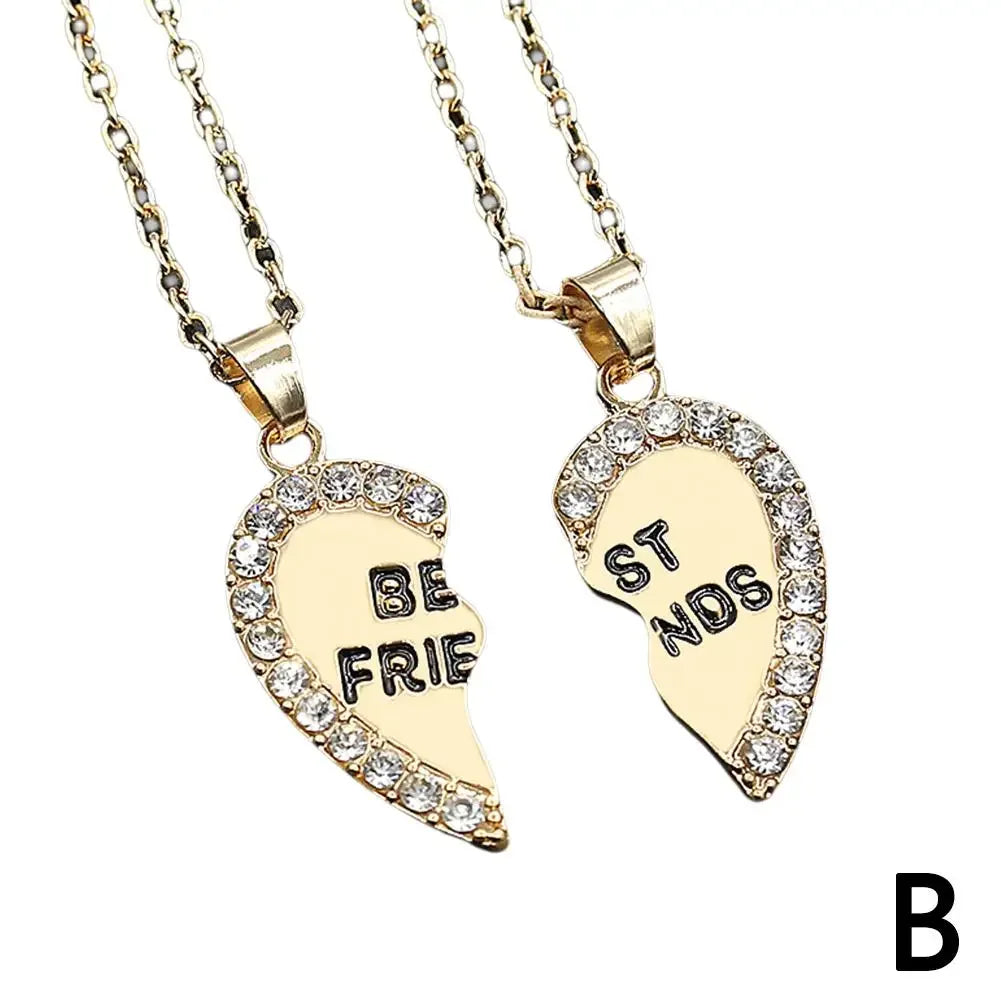 2 Pcs Heart Shape Pendant Best Friends  Necklaces