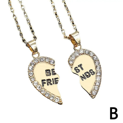 2 Pcs Heart Shape Pendant Best Friends  Necklaces