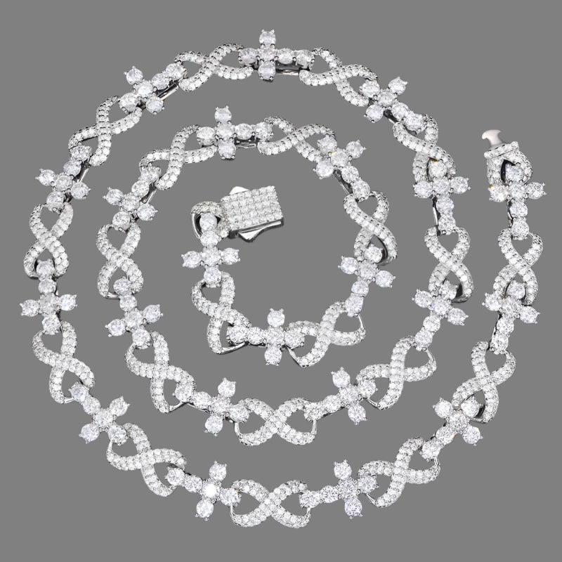 Moissanite Cuban Crosses link chain silver  spiral top view