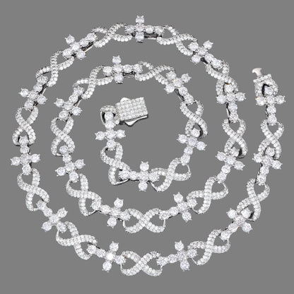 Moissanite Cuban Crosses link chain silver  spiral top view