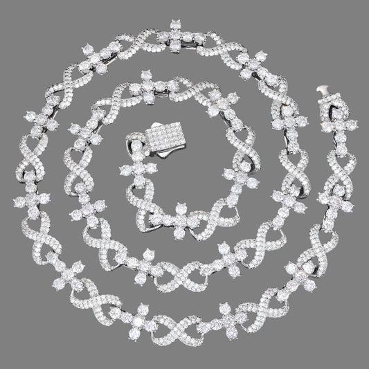 Moissanite Cuban Crosses link chain silver  spiral top view