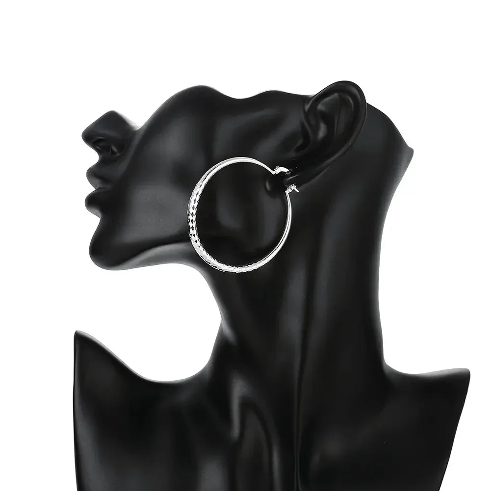 Sterling Silver 5CM Circle Hoop Earrings