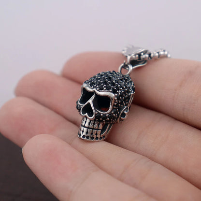 Skull With Black Stone Pendant