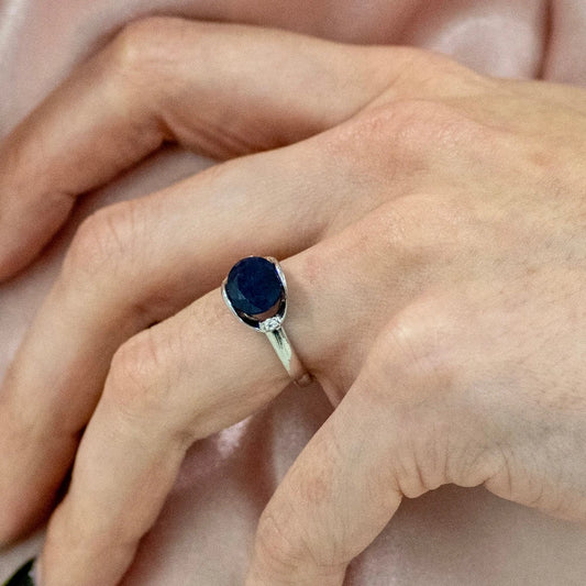 New 3.24Ct Natural Blue Sapphire Ring