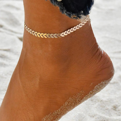 Gold Gold Plated Layered Heart Anklet