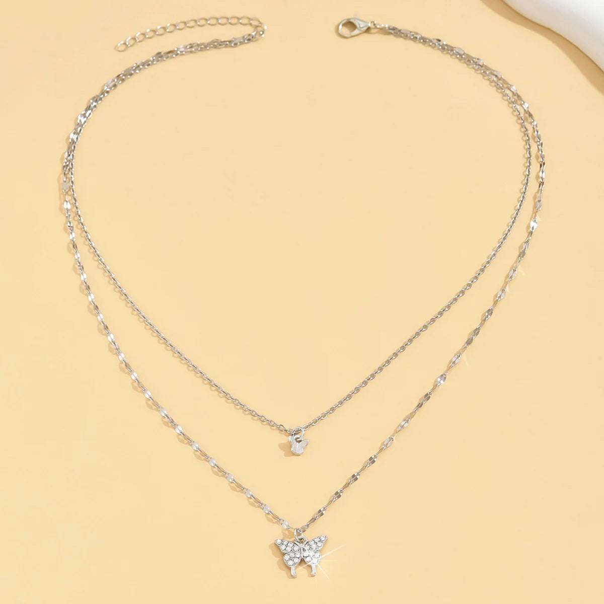 Sparkling Double Layer Butterfly Necklace