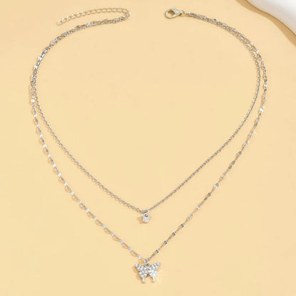 Sparkling Double Layer Butterfly Necklace