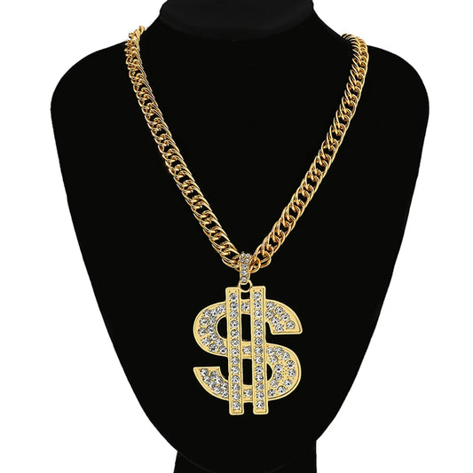 Gold Color US Dollar Pendant Necklace