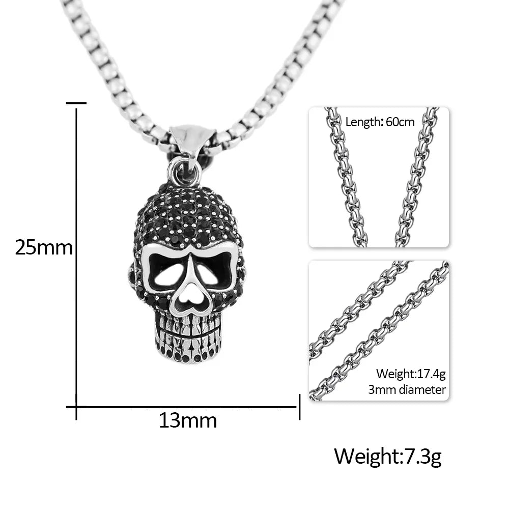 Skull With Black Stone Pendant