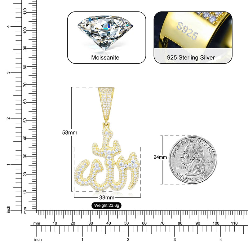 Description of Moissanite rune pendant, height and authenticity  