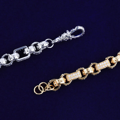 Iced Out GYSPY Bracelet silver and gold showing ends 