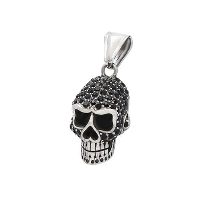 Skull With Black Stone Pendant