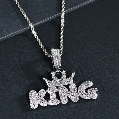 King Pendant with chain silver front view