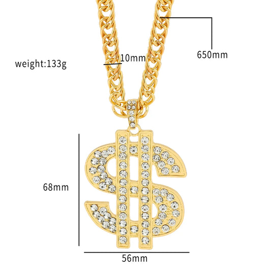 Gold Color US Dollar Pendant Necklace